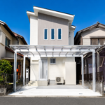木造、新築1戸建て、防火サイディングボードが上手に貼っている建物の外観