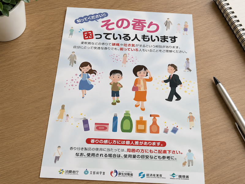 香害に関する厚生労働省や消費者庁や各行政庁のチラシ